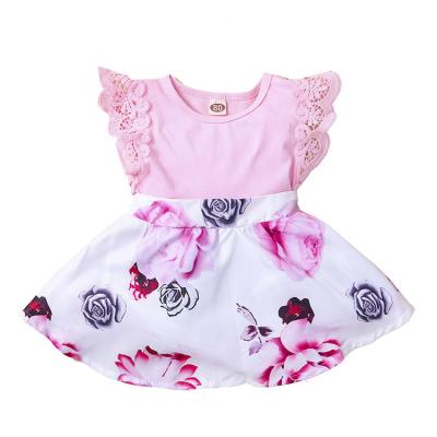 China Anti-Wrinkle Summer Cute Lace Design Kids Casual Infant Dressing Gown Baby Infant Dresses for sale