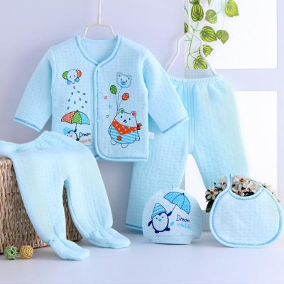 China Anti-Shrink 5 Pieces Newborn Baby Clothes 100% Cotton Infant Clothes Sets Boys Girls Unisex Infant Clothing Kit Stock Wholesale for sale