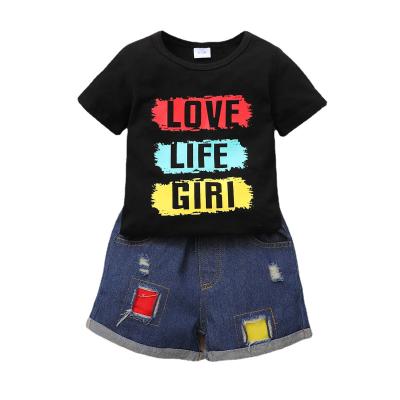 China Children Clothing Casual Short Sleeve T-shirt Kids Lattice Pants Suit Outfit Cotton Baby Boy Top Clothing Sets for sale