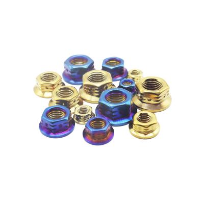 China Durable High Quality Burnt Titanium Gold and Blue M6 M8 M10 M12 Stainless Steel Hex Flange Nuts. Support customization for sale