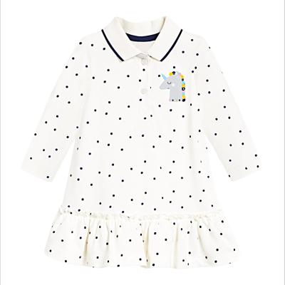 China Soft Girls Printed Cotton Dress Dot Print Solid Color Cute Causal Dress For Girls Polo Collar With Buttons Girls Sweat Dress for sale