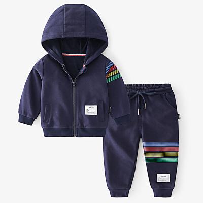 China Children's Casual Sweater Boys Autumn Knit Jacket Pant Clothing Set Hooded Jacket Sets Kids Boys 2 Piece Sweat Sets for sale