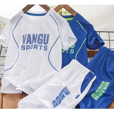 China 2021 new QUICK DRY boys mesh short sleeve boys printing set boys sports set T-shirt and shorts set for sale