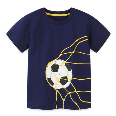 China Summer Breathable Wholesale Loose Cartoon Printed Cotton Baby Kids Boys Short Sleeves T-shirt Tops Shirts for sale