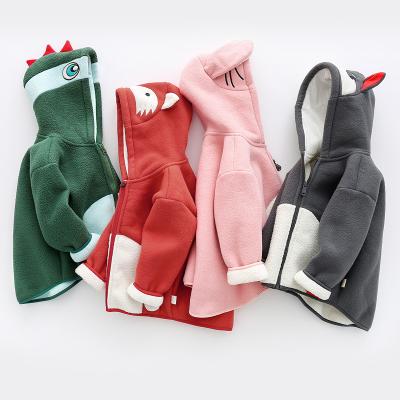 China Hot-sale soft cute cartoon animal hooded coat for kids boys jacket coat loose with zipper children winter coat for sale