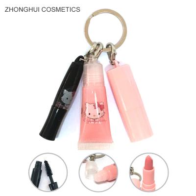 China ZHN3079 Free Sample Kids Lip Gloss Kit Makeup Kit Water Resistant Girls Lipstick And Mascara Cosmetics With Key Lip Gloss Squeeze Chain Tubes for sale