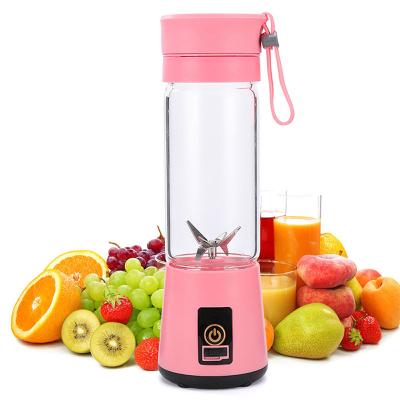 China Multifunctional Easy Using Powerful 380Ml 6 Blades Mini Fruit Blender Extractor Machine Usb Rechargeable Portable Juicer for sale