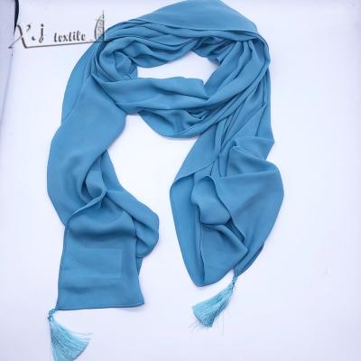 China Long Hot Sale Chiffon Crepe Made 100% Polyester Scarf for sale