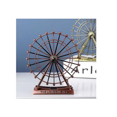 China Europe Retro Decorative Figurines The London Eye Metal Ferris Wheel Ornament Home Desk Creative Decoration Crafts for sale