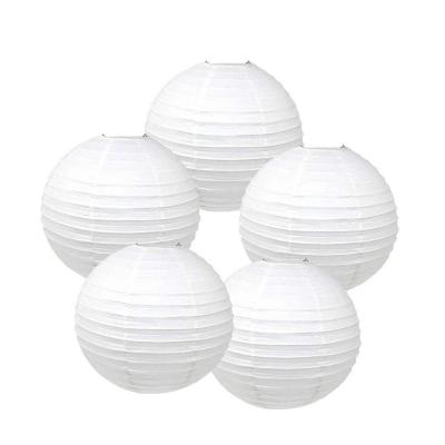 China Europe 40 cm White Round Paper Wedding Lanterns Colorful Lanterns For Wedding Party for sale