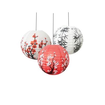 China Chinese Festival of China RTS Sakura Lantern Round Chinese Style Plum Blossom Paper Lantern For for sale