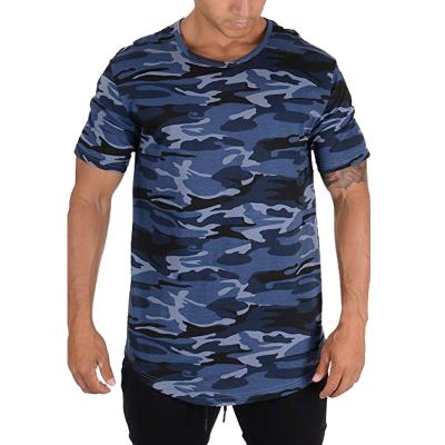 China Breathable Custom High Quality Standard Aplet Curved Camouflage Camouflage Round Bottom T-Shirt For Men for sale