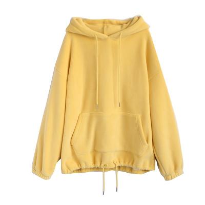 China Breathable cwt46 lambswool women hoodie thickened with loose fleece sweatershirt for lady pullover outercoat for sale