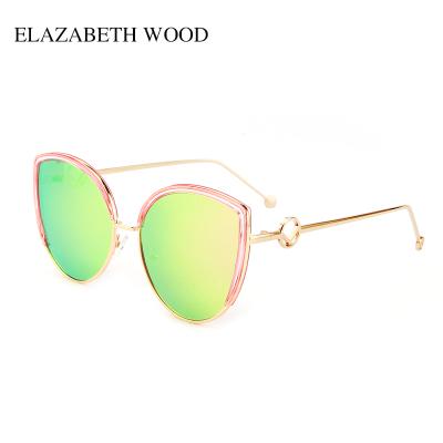 China Custom Retro Fashion Sunglasses Blue Lens Logo UV400 Sunglasses For Women for sale