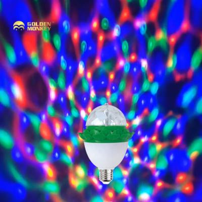 China E27/B22 RGB Multicolor Ball Light Rotating Club 3w Lotus Magic Stage DJ Party Lamp Laser Disco Light Led Bulb 10.6X14.8cm for sale