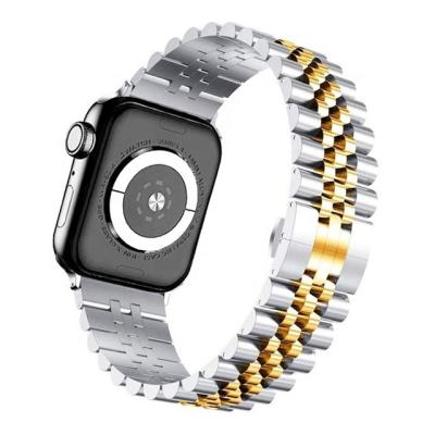 China Luxury Stainless Steel Double Color Mens Watch Band Stainless Steel For Apple Watch Series 7 6 5 Se 4 3 2 1 for sale