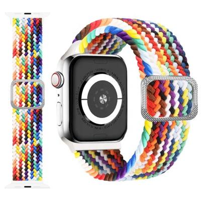 China Wholesale Fabric Rainbow Nylon Wrist Band Straps Sports Braided Watch Bands For Iwatch Series SE for sale