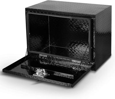 China Custom Made Rugged Custom Made Durable Black Aluminum Checker Plate Storage Tool Box For Truck for sale