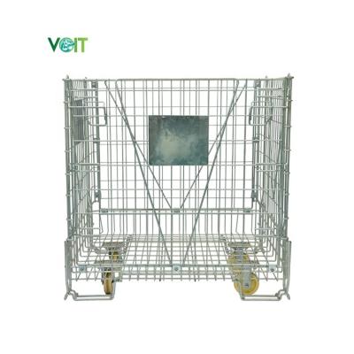 China Durable Collapsible Warehouse Material Handling Pet Pretraining Storage Cage With Wheels for sale