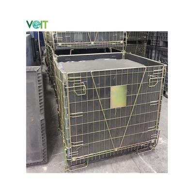 China Euro Warehouse Durable Storage Stackable Folding Galvanized Wire Mesh Cage for sale