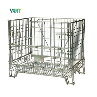 China Durable European Style Galvanized Steel Wire Folding Container For Wine Bottle Storage for sale