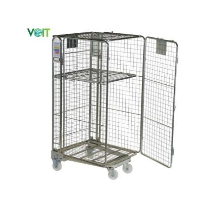 China Stackable Foldable Adjustable Shelf Galvanized Cargo Storage Portable Durable Welded Steel Safety Roll Container for sale