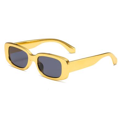 China 2023 New Arrivals Rectangle Small Women Men Gold Plated Frames Rectangle Sunglasses for sale