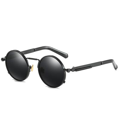 China Vintage Round Men Shading Sunglasses Retro Punk Style Round Metal Frame Polarized Sun Glasses for sale