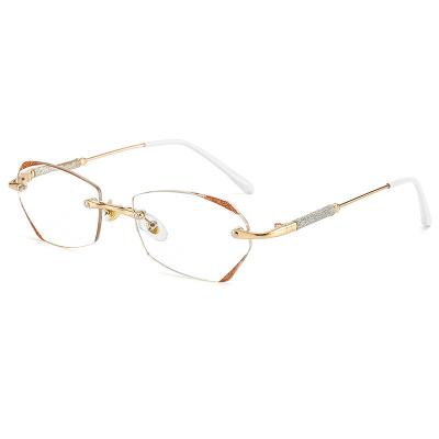 China Exquisite Flexible Frameless Glasses Anti Blue Light Men Women Fashion Rhinestone Reading Glasses Frame Fashion Optical Glasses for sale