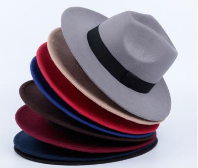 China Custom Handmade Wide Brim Vintage White Women Fedora Jazz Beach Hat Felt Wholesale Fashion Hot Female Hat Image Sale for sale