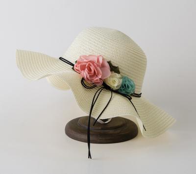 China Picture Ladies Summer Straw Hats For Women Beach Sun Hats Floppy Sun Hat With Brim New Lace Flower Custom Striped Logo Customized for sale