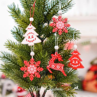 China Woodiness Christmas Tree Decorated with Creative Small Christmas Statistical Institute Wood Nordic Decoration Snow Trojan Horse Bell Ornament Pendant for sale