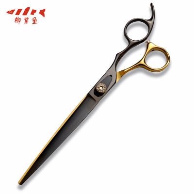 China Sustainable 7.5 Black-Gold Pet Curved scissors Dog grooming scissors Thinning Scissors  Grooming Shears Set for dog cat for sale