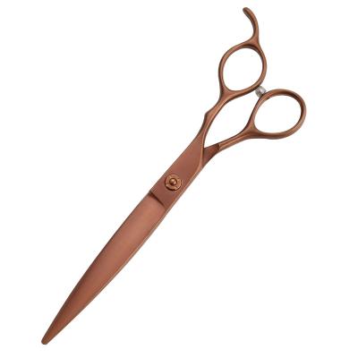 China Sustainable SHIMAMO 7inches High Quality Brown Broadsword  Grooming Shears Japan 440C dog grooming scissors Curved Blade for sale