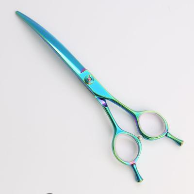 China Sustainable SHIMAMO 7 inches green High Quality Curved Grooming Shears Japan 440C Dog Shears Curved Blade for sale