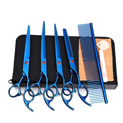 China Sustainable SHIMAMO 7 Inch Blue Grooming Shears Japan 440C dog grooming scissors sets teeth scissors for sale