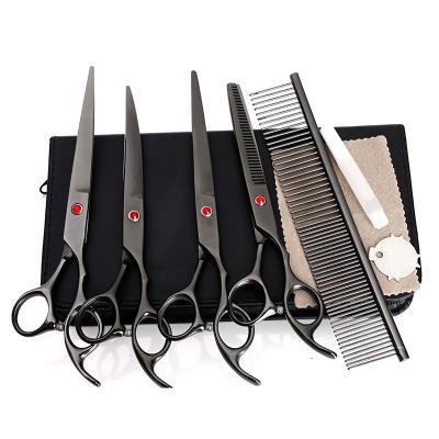 China Sustainable SHIMAMO 7 Inch Black Grooming Shears Japan 440C dog grooming scissors sets teeth scissors pet scissors for sale