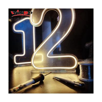 China Buildings Winbo Customization Number Neon Sign Light Led Acrylic Neon Custom Sign For Free Design for sale