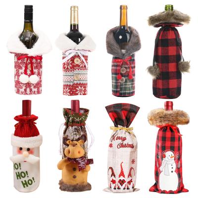 China Christmas Santa Bag New Year Xmas Gift Dust Cover Xmas Wine Bottle Holder Xmas Gift Bag Item Cloth Free Shipping for sale