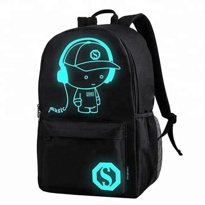 China With Luminous Backpack Mochilas Escolares Bookbags Rugzak Mochila Luminous School USB Backpack for sale