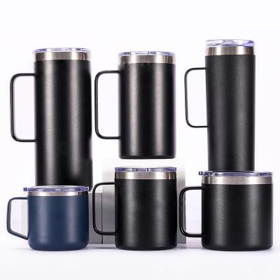 China Wholesale Disposable White 10oz 12oz Double Wall Stainless Steel Vacuum Insulated Camping Coffee Travel Mug With Handle for sale