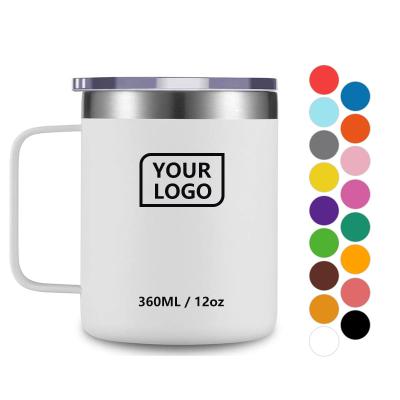 China Disposable Customize 18/8 Beer Camping Coffee Mug 12oz 20oz 24oz Thermo Stainless Steel Double Walled Vacuum With Handle for sale