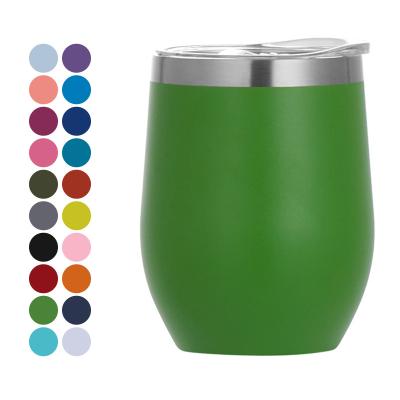 China Disposable Custom Logo Powder Coated 12oz Stainless Steel Wine Tumblers With Lid Glass Wine Cups Travel Cup Coffee Mug for sale