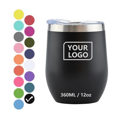 China Disposable Custom Logo Powder Coated Egg Shape 12oz Vacuum Insulated Stainless Steel Wine Tumbler for sale