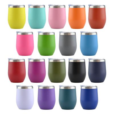 China 12oz Disposable Eco Friendly Powder Coated Wine Tumbler 12oz Coffee Mug Stainless Steel Cups With Slip Lid for sale