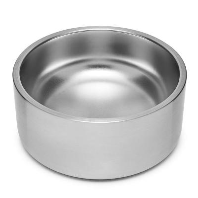 China Customizable Stocked No Puddle 32 64 oz Double Walled Stainless Steel Dog Feeder Bowl With Rubber Base for sale