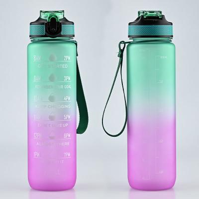 China Stocked 32 oz bpa gallon free plastic fitness sports running motivational water bottle for sale