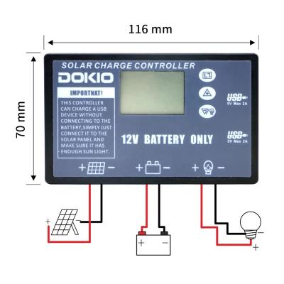 China Dokio 12V10A 20A PWM Solar Charger Controller For Solar Panel LCD Display Solar Regulator with USB Plug for sale