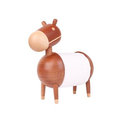 China Modern High Quality Wholesale Original Round Donkey Decoration Solid Wood Roll Paper Towel Non Folding Rack for sale