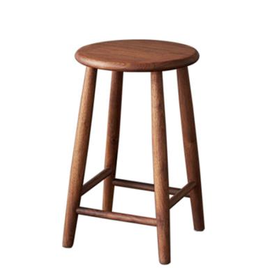 China Minimalist Natural Wooden Backless Bar Stool Modern Classic Round Brown Bar Stool Wood Chairs for sale